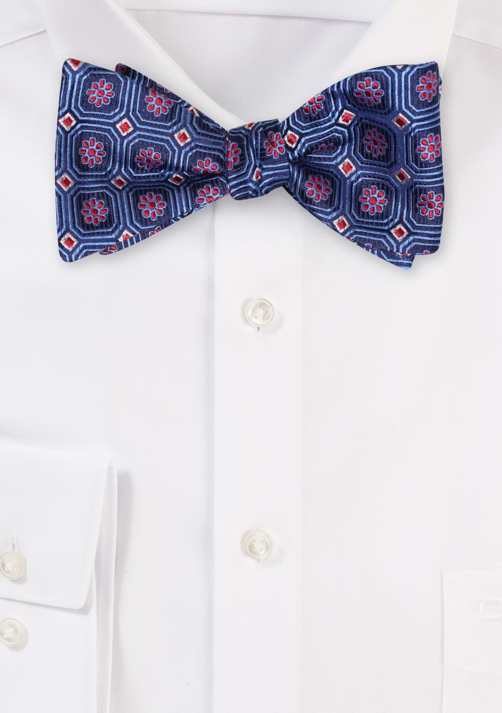 Navy and Red Medallion Design Bowtie
