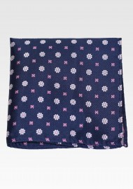 Navy Blue Yellow Floral Hanky