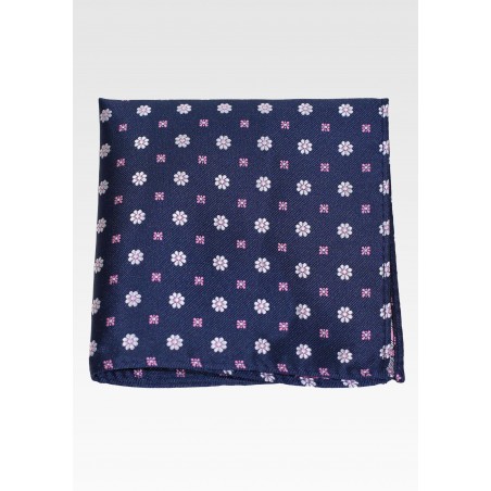 Navy Blue Yellow Floral Hanky