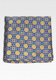 Medallion Design Hanky in Blue and Yellow