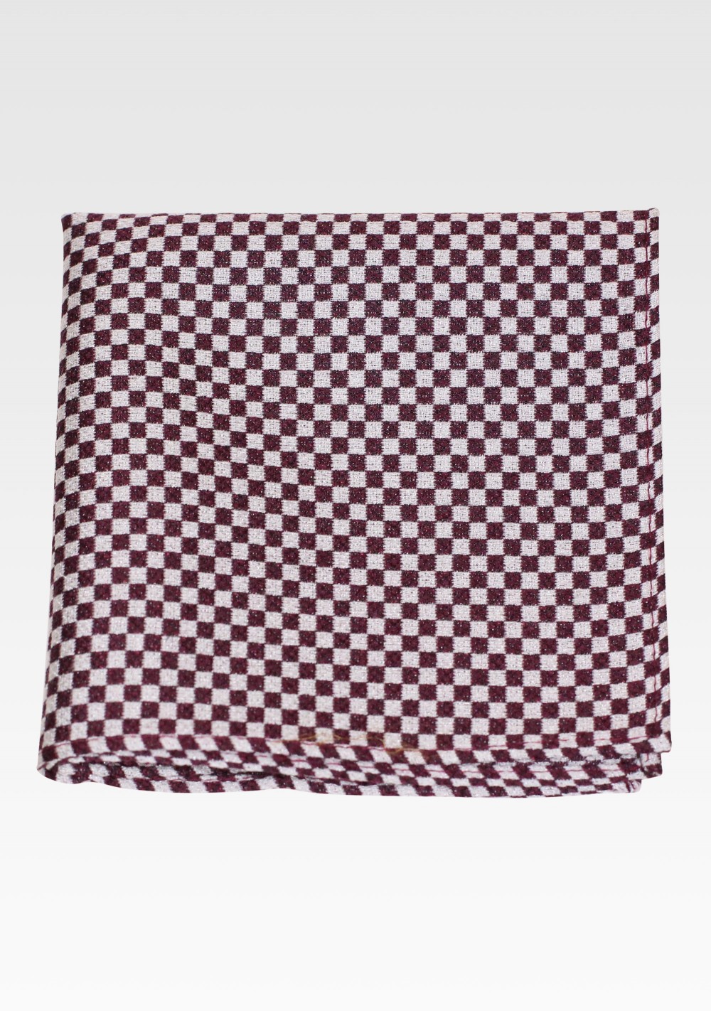 Microcheck Silk Hanky in Burgundy and Silver