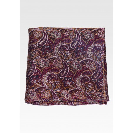 Burgundy and Gold Paisley Hanky