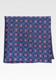 Blue and Pink Designer Silk Pocket Square