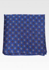 Navy Silk Hanky with Tiny Embroidered Florals