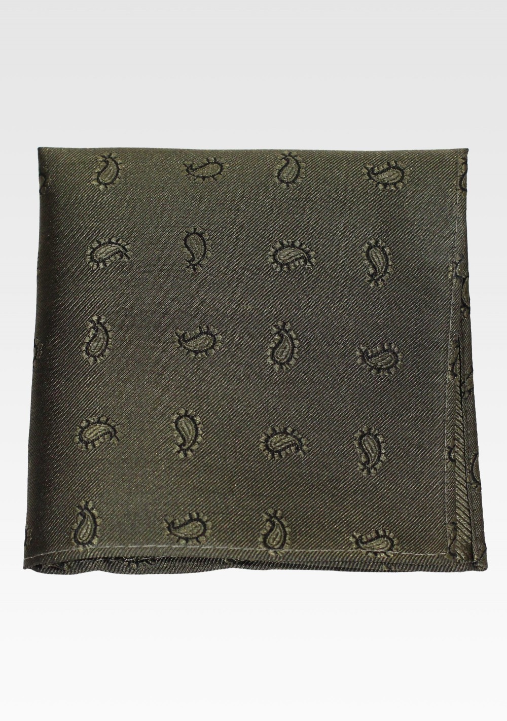 Olive Green Paisley Hanky in Silk