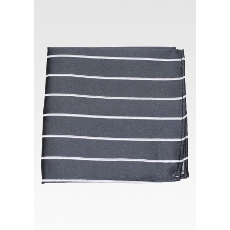 Gray and Silver Striped Pocket square
