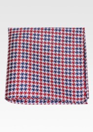 Houndstooth Pocket Square in Red, White, Blue