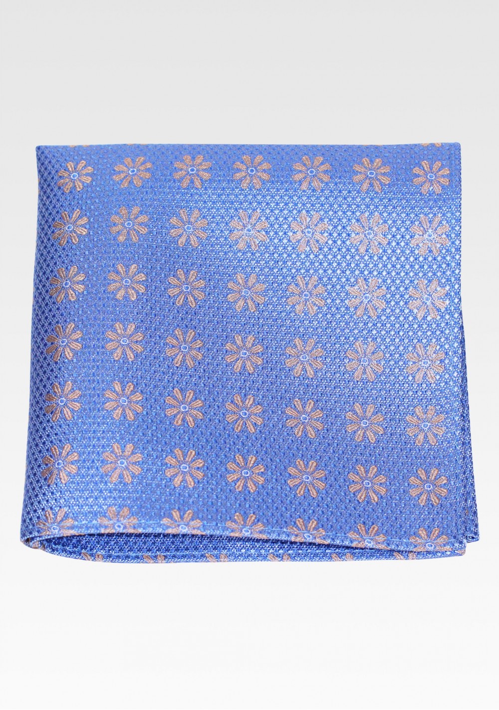 Sapphire Blue and Gold Silk Pocket Square