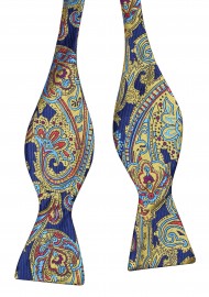 Gold, Red, and Blue Paisley Bow Tie Untied
