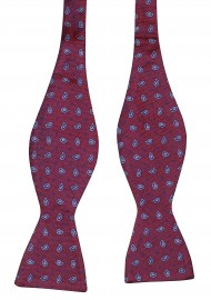 Paisley Silk Bow Tie in Burgundy and Navy Untied