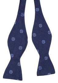 Navy Floral Bowtie in Self-Tie Style Untied