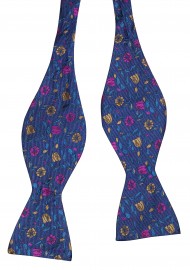 Purple Silk Bowtie with Colorful Floral Design Untied