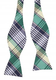 Green and Gold Tartan Plaid Pre-Tied Bow Tie Untied