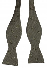 Olive Green Paisley Bowtie in Self-Tie Style Untied