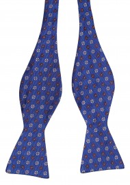 Matte Silk Bow Tie in Navy Floral Design Untied