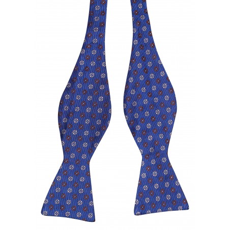 Matte Silk Bow Tie in Navy Floral Design Untied