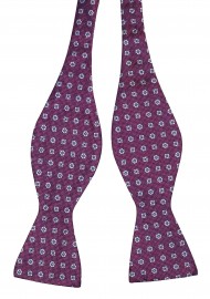 Burgundy Red Silk Bowtie in Self-Tie Style Untied