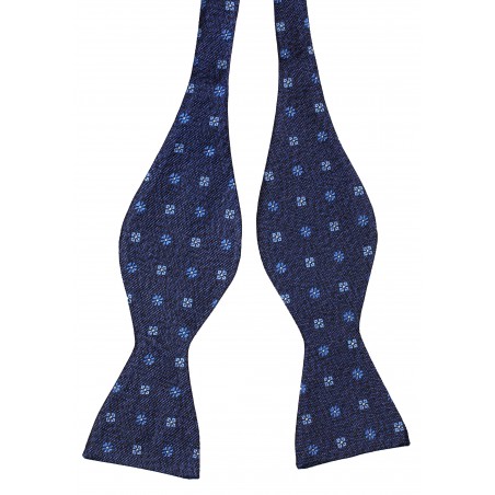 Navy Blue Self-Tie Bow Tie in Pure Silk Untied
