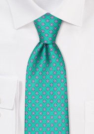 XL Tie in Green and Purple Floral Print