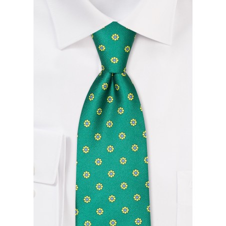 Green Pop Art Print Floral Tie