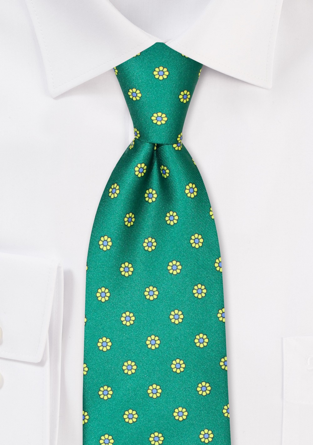 Green and Yellow Kids Tie | Flower Print Summer Tie in Shamrock Green ...
