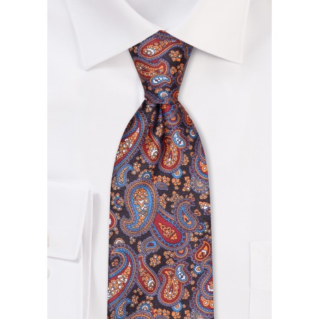 Burgundy and Gold Paisley Tie in XL