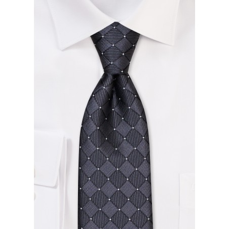 Black Tie with Woven Check Design