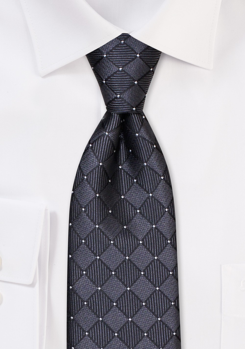 Black Tie with Woven Check Design