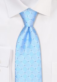 Sky Blue Tie with Woven Check Design