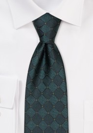 Tarragon Green Tie with Woven Check Design