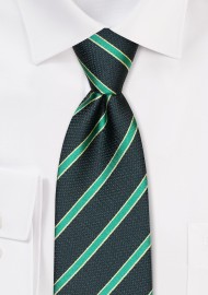 Hunter Green Striped Tie in XL Length