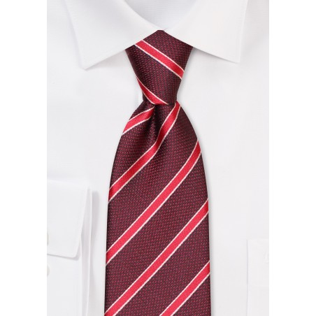 Wine Red and Scarlet Striped Tie