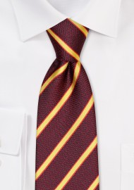 Burgundy and Gold Striped Tie