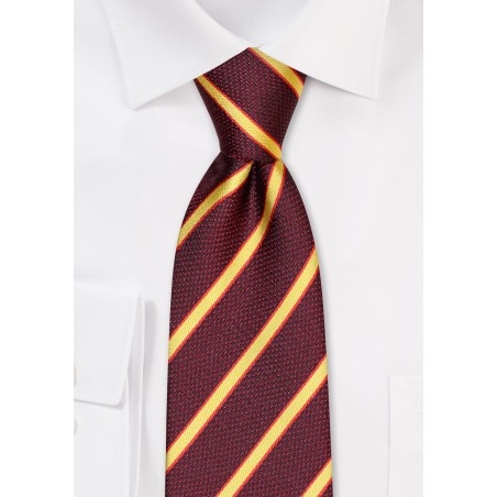 Burgundy and Gold Striped Kids Tie