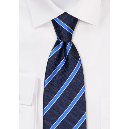 Navy Tie with Royal Blue Stripes