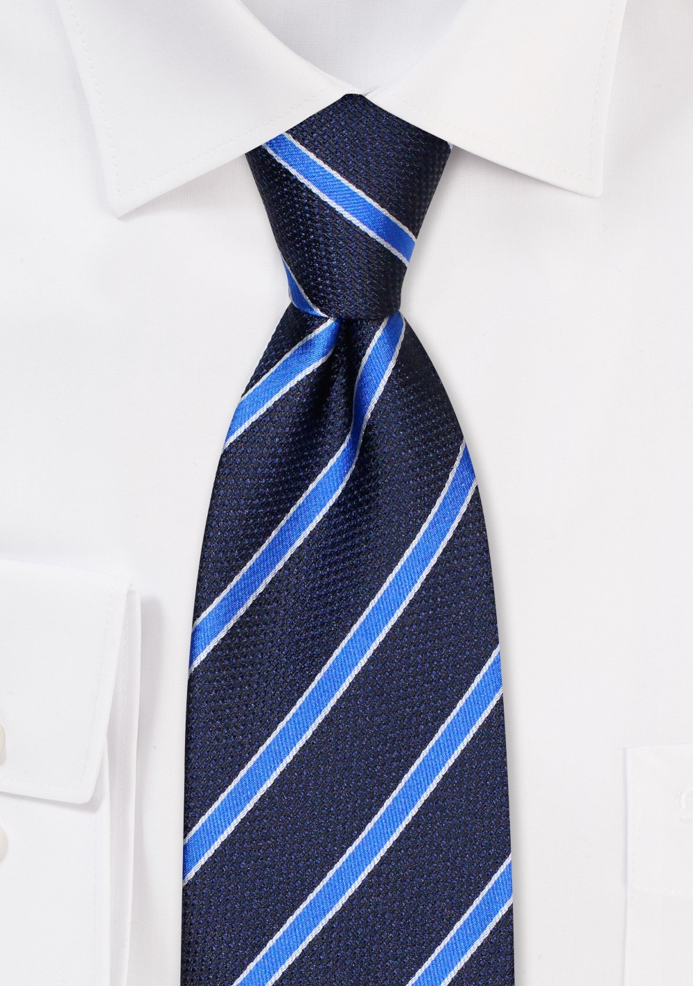 Navy Tie with Royal Blue Stripes