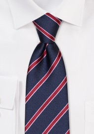 Navy and Wine Striped Mens Tie