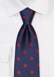 Navy and Cherry Red Polka Dot Tie for Kids