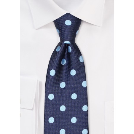 Navy and Sky Blue Polka Dot Tie for Kids