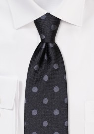 Black and Smoke Gray Polka Dot Tie
