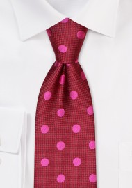 Cherry Red and Pink Polka Dot Tie