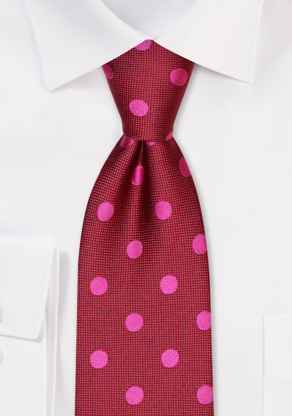 Extra Long Polka Dot Neckties, Cherry Red and Magenta Pink Polka Dot Tie  in XL Length