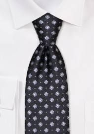 Floral Dot Tie in Black and Gray