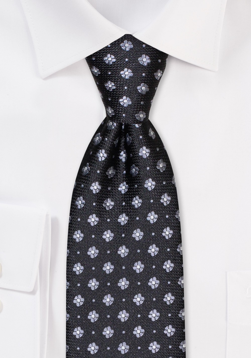 Black XL Tie with Tiny Woven Florals