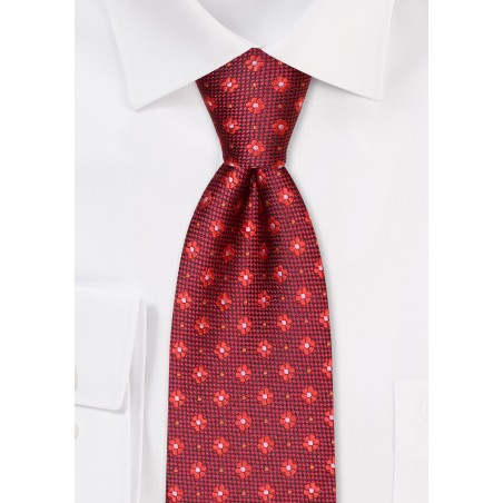 Cherry Red XL Tie with Florals