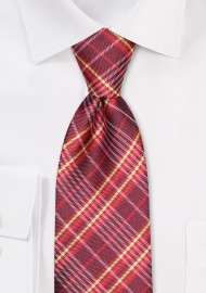 Tartan Check Kids Tie in Red and Golden Yellow
