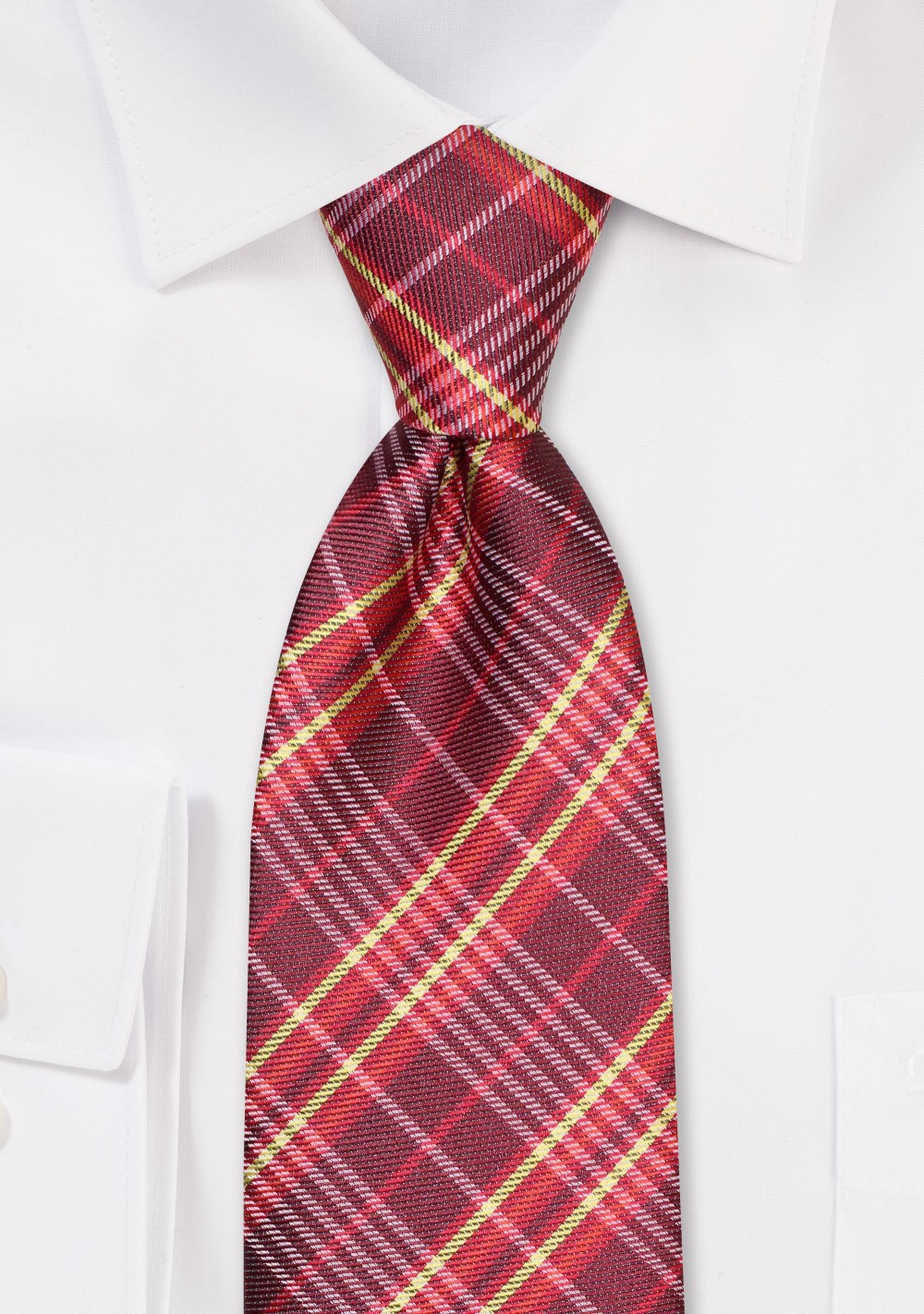 Plaid XL Tie in Red and Golden Yellow