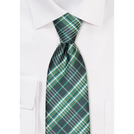 Clover Green Plaid Tie for Kids