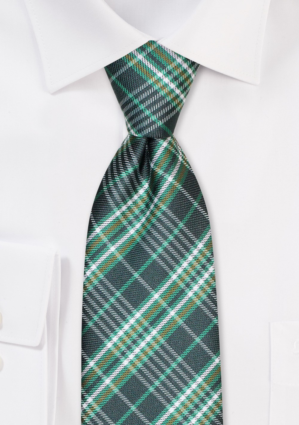 Clover Green Plaid Tie for Kids