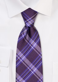 Plum Purple Kids Plaid Necktie